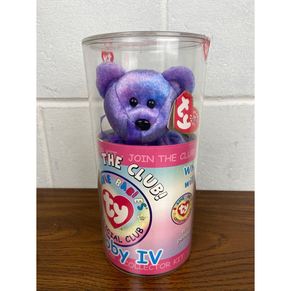 VTG Ty Beanie Babies Clubby IV Purple Plush Bear Official Club Collector Kit NIB - Picture 1 of 6